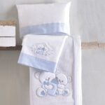 Σετ Βρεφικά Σεντόνια Κούνιας Βαμβακερά Cuddles Σιέλ 3τμχ 100x160εκ. Rythmos