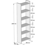 ΒΙΒΛΙΟΘΗΚΗ CLASSIKER HM9226.12 ΜΕΛΑΜΙΝΗΣ SONΟMA-ΛΕΥΚΟ 48,5x22x160Υεκ. - Image 2