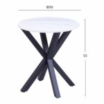 ΒΟΗΘΗΤΙΚΟ ΤΡΑΠΕΖΑΚΙ ΣΤΡΟΓΓΥΛΟ HM9473.06 WHITE MARBLE ΕΠΙΦΑΝΕΙΑ ΜΑΥΡΗ ΒΑΣΗ Φ50x55Υεκ. - Image 2