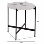 ΒΟΗΘΗΤΙΚΟ ΤΡΑΠΕΖΙ HM9589.05 MDF ΛΕΥΚΟ ΜΑΡΜΑΡΟ-ΜΑΥΡΗ ΜΕΤΑΛΛΙΚΗ ΒΑΣΗ Φ50x55Υεκ. - Image 2