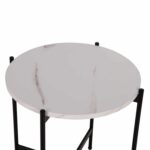 ΒΟΗΘΗΤΙΚΟ ΤΡΑΠΕΖΙ HM9589.05 MDF ΛΕΥΚΟ ΜΑΡΜΑΡΟ-ΜΑΥΡΗ ΜΕΤΑΛΛΙΚΗ ΒΑΣΗ Φ50x55Υεκ. - Image 5