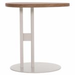 ΒΟΗΘΗΤΙΚΟ ΤΡΑΠΕΖΙ ΟΒΑΛ ALPER HM18328 MDF SONAMA--ΜΕΤΑΛΛΟ ΛΕΥΚΟ 50x50x51Υεκ. - Image 3