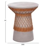 ΒΟΗΘΗΤΙΚΟ ΤΡΑΠΕΖΙ ΣΤΡΟΓΓΥΛΟ DELIA HM18167.03 FIBER CEMENT ΓΚΡΙ & RATTAN Φ40x45Υεκ - Image 2