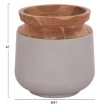 ΔΙΑΚΟΣΜΗΤΙΚΟ ΒΑΖΟ ΔΑΠΕΔΟΥ LINTER HM4662.03L FIBER CEMENT ΓΚΡΙ--ΞΥΛΟ ΤΕΑΚ Φ41x47Υ - Image 2