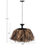 ΦΩΤΙΣΤΙΚΟ ΟΡΟΦΗΣ ORDEM HM4716 ΚΑΠΕΛΟ ΙΝΕΣ SISAL & ΜΠΑΝΑΝΑΣ-ΜΑΥΡΟ & ΦΥΣΙΚΟ Φ60x50Υεκ - Image 2