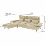 ΓΩΝΙΑΚΟΣ ΚΑΝΑΠΕΣ (ΑΡΙΣΤΕΡΗ) CONVERT HM3268.01L ΕΚΡΟΥ ΥΦΑΣΜΑ 283x188x100Υεκ. - Image 2