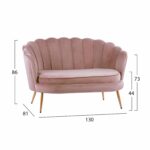 ΚΑΝΑΠΕΣ 2ΘΕΣΙΟΣ COQUILLE HM8627.02 ΑΠΟ ΒΕΛΟΥΔΟ ΣΑΠΙΟ ΜΗΛΟ & ΧΡΥΣΑ ΠΟΔΙΑ 130x81x86εκ. - Image 2