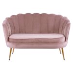 ΚΑΝΑΠΕΣ 2ΘΕΣΙΟΣ COQUILLE HM8627.02 ΑΠΟ ΒΕΛΟΥΔΟ ΣΑΠΙΟ ΜΗΛΟ & ΧΡΥΣΑ ΠΟΔΙΑ 130x81x86εκ. - Image 3