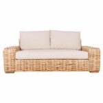 ΚΑΝΑΠΕΣ 2-ΘΕΣΙΟΣ TROPEL HM9809 ΞΥΛΟ MANGO-RATTAN ΦΥΣΙΚΟ-ΛΕΥΚΑ ΜΑΞΙΛΑΡΙΑ 192x88x70-85Υεκ. - Image 3