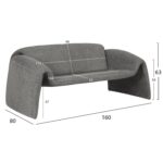 ΚΑΝΑΠΕΣ ΔΙΘΕΣΙΟΣ LAFORGE HM9680.01 ΜΕΤΑΛΛΙΚΟΣ ΣΚΕΛΕΤΟΣ-ΓΚΡΙ ΜΠΟΥΚΛΕ ΥΦΑΣΜΑ 160x80x63Υεκ. - Image 2