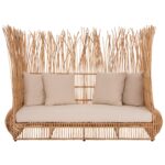 ΚΑΝΑΠΕΣ ΕΞ. ΧΩΡΟΥ ZEPHYR HM5988 ΚΑΛΑΜΙΑ RATTAN ΦΥΣΙΚΟ-ΜΠΕΖ ΜΑΞΙΛΑΡΙΑ 200x120x142Yεκ. - Image 3