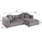 ΚΑΝΑΠΕΣ ΓΩΝΙΑ 3-ΘΕΣΙΟΣ GRACE HM3280.03R ΓΚΡΙ ΥΦΑΣΜΑ 252x105-160x70-90Υεκ. - Image 2
