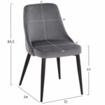ΚΑΡΕΚΛΑ SERENITY HM8527.11 ΒΕΛΟΥΔΟ ΓΚΡΙ ΜΕ ΜΑΥΡΑ ΜΕΤΑΛΛΙΚΑ ΠΟΔΙΑ 51x54x83,5Υεκ. - Image 2