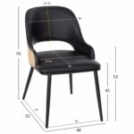ΚΑΡΕΚΛΑ DELF HM9617.01 PU ΜΑΥΡΟ-ΜΑΥΡΑ ΜΕΤΑΛ. ΠΟΔΙΑ-ΞΥΛΙΝΗ ΠΛΑΤΗ ΦΥΣΙΚΟ 48x55x76Υεκ. - Image 2