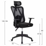 ΚΑΡΕΚΛΑ ΓΡΑΦΕΙΟΥ MEXER HM1195.01 ΜΑΥΡΟ MESH-ΜΕΤΑΛ.ΒΑΣΗ-NYLON ΣΚΕΛΕΤΟΣ 68x70x136Υεκ. - Image 2