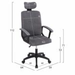 ΚΑΡΕΚΛΑ ΓΡΑΦΕΙΟΥ NIMBLE HM1199.12 ΓΚΡΙ ΥΦΑΣΜΑ-ΜΑΥΡΟΣ ΣΚΕΛΕΤΟΣ&ΒΑΣΗ NYLON 59x64x122Υεκ - Image 2