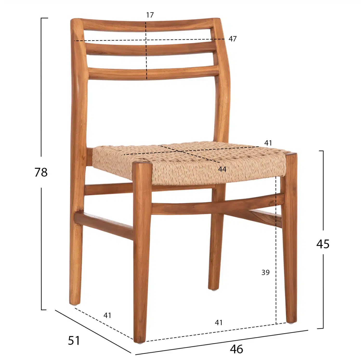 ΚΑΡΕΚΛΑ ΤΡΑΠΕΖΑΡΙΑΣ HERRIN HM18231 ΞΥΛΟ TEAK-ΣΧΟΙΝΙ VIRO 46x51x78Υεκ. - Image 2