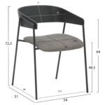 ΚΑΡΕΚΛΑ ΤΡΑΠΕΖΑΡΙΑΣ KORIN HM9975.02 ΜΕΤΑΛΛΟ & ΞΥΛΟ ΜΑΥΡΟ-ΥΦΑΣΜΑ ΓΚΡΙ 54x51x72,5Υεκ - Image 2