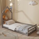 ΚΡΕΒΑΤΙ ΠΑΙΔΙΚΟ HOUSER HM676.05 τ.MONTESSORI ΞΥΛΟ ΠΕΥΚΟ ΓΚΡΙ- 190x90εκ - Image 2