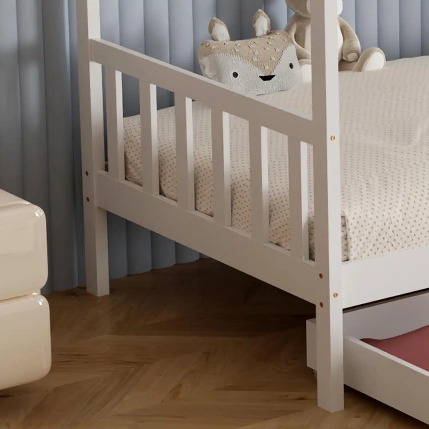 ΚΡΕΒΑΤΙ ΠΑΙΔΙΚΟ KLARICE HM680.03 τ.MONTESSORI-2 ΣΥΡΤΑΡΙΑ-ΞΥΛΟ ΠΕΥΚΟΥ ΛΕΥΚΟ-190x90εκ - Image 6