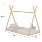 ΚΡΕΒΑΤΙ ΠΑΙΔΙΚΟ MUNK HM681.01 τ.MONTESSORI ΜΑΣΙΦ ΞΥΛΟ ΠΕΥΚΟΥ ΦΥΣΙΚΟ- 190x90εκ - Image 3
