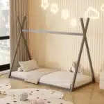 ΚΡΕΒΑΤΙ ΠΑΙΔΙΚΟ MUNK HM681.05 τ.MONTESSORI ΜΑΣΙΦ ΞΥΛΟ ΠΕΥΚΟΥ ΓΚΡΙ- 190x90εκ - Image 2