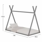 ΚΡΕΒΑΤΙ ΠΑΙΔΙΚΟ MUNK HM681.05 τ.MONTESSORI ΜΑΣΙΦ ΞΥΛΟ ΠΕΥΚΟΥ ΓΚΡΙ- 190x90εκ - Image 3