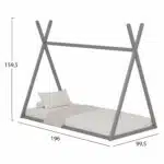 ΚΡΕΒΑΤΙ ΠΑΙΔΙΚΟ MUNK HM681.05 τ.MONTESSORI ΜΑΣΙΦ ΞΥΛΟ ΠΕΥΚΟΥ ΓΚΡΙ- 190x90εκ - Image 3