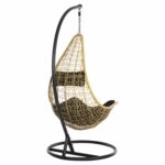 ΚΡΕΜΑΣΤΗ ΠΟΛΥΘΡΟΝΑ ΦΩΛΙΑ MILLIE HM5996.04 ΜΕΤΑΛΛΟ ΜΑΥΡΟ-ΣΥΝΘ.RATTAN ΜΠΕΖ Φ95x195Υεκ. - Image 5