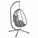 ΚΡΕΜΑΣΤΗ ΠΟΛΥΘΡΟΝΑ ΦΩΛΙΑ MILLIE HM5997.10 ΜΕΤΑΛΛΟ-ΣΥΝΘ.RATTAN ΓΚΡΙ 90x75x190Υεκ. - Image 5
