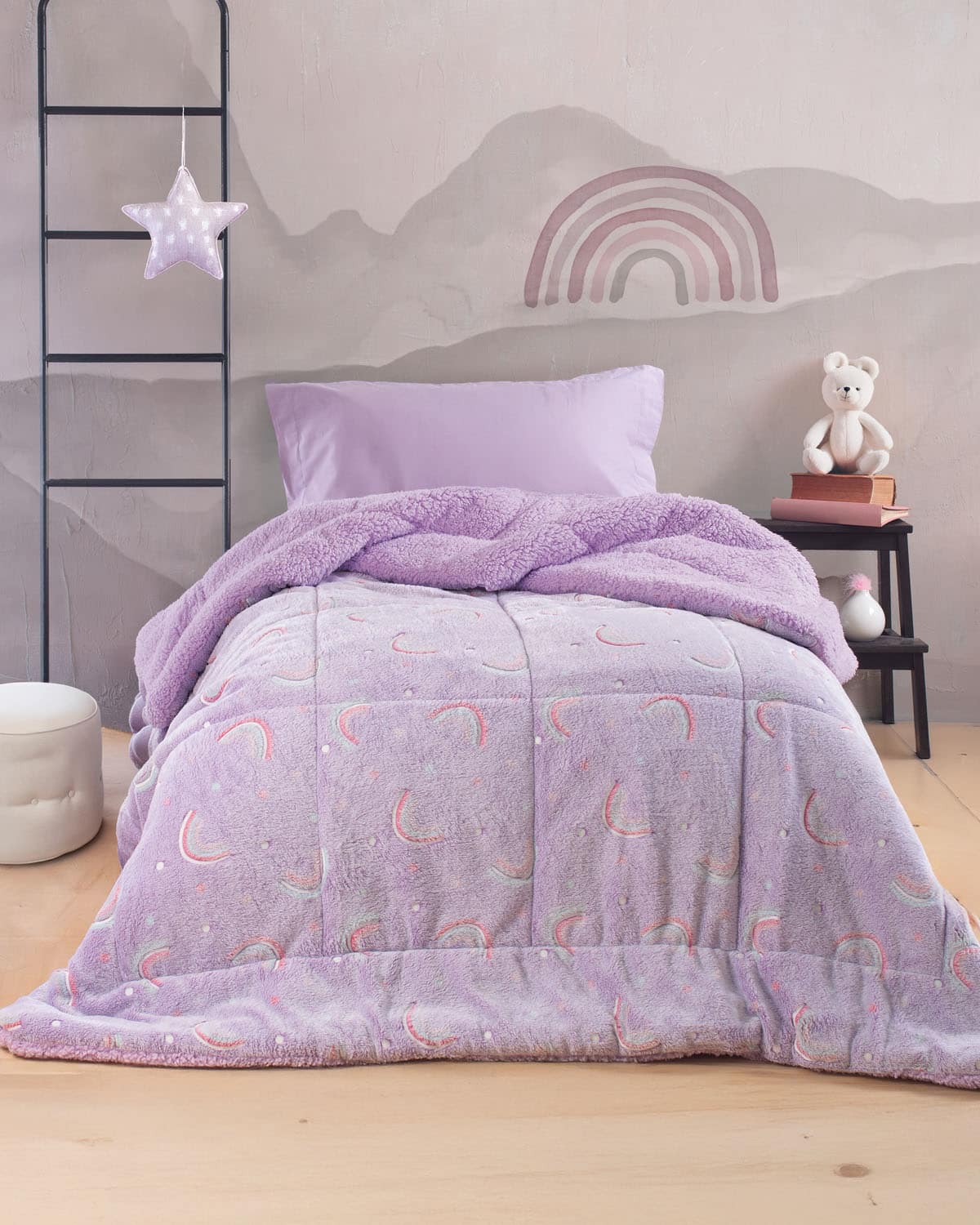 nelie_fur_kid1 Κουβερτοπάπλωμα Μονό 160x220 Nellie 620gr Φωσφορίζον Rythmos - Image 1