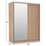ΝΤΟΥΛΑΠΑ 2ΦΥΛΛΗ 180X60X210Υεκ. ΣΥΡΟΜΕΝΗ ΜΕ ΚΑΘΡΕΠΤΗ SONAMA OAK HM2437 - Image 2