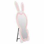 ΠΑΙΔΙΚΟΣ ΚΑΘΡΕΦΤΗΣ ΔΑΠΕΔΟΥ BUNNY HM4489.01 MDF ΡΟΖ & ΛΕΥΚΟ-ΜΑΥΡΟ STAND 80x162Υεκ. - Image 5