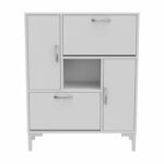 ΠΑΠΟΥΤΣΟΘΗΚΗ MEDY HM18187.03 ΜΕΛΑΜΙΝΗ ΣΕ ΛΕΥΚΟ-ΛΕΥΚΑ ΠΟΔΙΑ 86,5x30x109Υεκ - Image 3