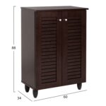 ΠΑΠΟΥΤΣΟΘΗΚΗ-ΝΤΟΥΛΑΠΑ PROLLY HM9608.01 ΜΕΛΑΜΙΝΗ WENGE-2ΠΟΡΤΕΣ-4ΡΑΦΙΑ 60x34x88Υεκ. - Image 2