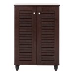 ΠΑΠΟΥΤΣΟΘΗΚΗ-ΝΤΟΥΛΑΠΑ PROLLY HM9608.01 ΜΕΛΑΜΙΝΗ WENGE-2ΠΟΡΤΕΣ-4ΡΑΦΙΑ 60x34x88Υεκ. - Image 3