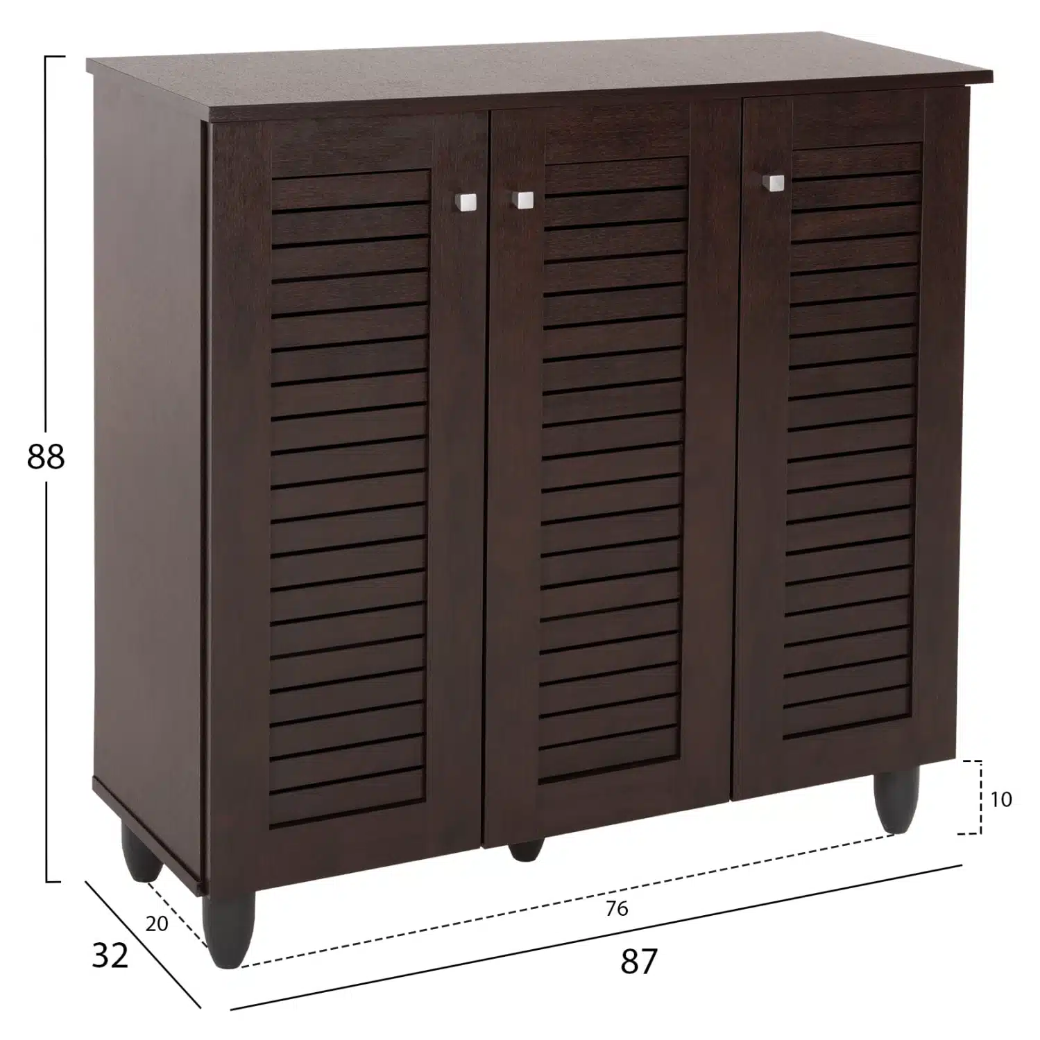 ΠΑΠΟΥΤΣΟΘΗΚΗ-ΝΤΟΥΛΑΠΑ PROLLY HM9609.01 ΜΕΛΑΜΙΝΗ WENGE-3ΠΟΡΤΕΣ-4ΡΑΦΙΑ 87x32x88Υεκ. - Image 2