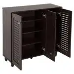 ΠΑΠΟΥΤΣΟΘΗΚΗ-ΝΤΟΥΛΑΠΑ PROLLY HM9609.01 ΜΕΛΑΜΙΝΗ WENGE-3ΠΟΡΤΕΣ-4ΡΑΦΙΑ 87x32x88Υεκ. - Image 5