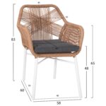 ΠΟΛΥΘΡΟΝΑ TOPIN HM6048.01 ΑΛΟΥΜΙΝΙΟ ΛΕΥΚΟ-P.E. RATTAN ΑΝΟΙΧΤΟ ΚΑΦΕ-ΜΑΞΙΛΑΡΙ ΓΚΡΙ 58x60x83Υ εκ - Image 2