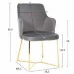 ΠΟΛΥΘΡΟΝΑ TRIANA HM9278.11 ΓΚΡΙ ΒΕΛΟΥΔΟ ΜΕ ΜΕΤΑΛΛΙΚΑ ΧΡΥΣΑ ΠΟΔΙΑ 54,5x60,5x85,5Υεκ. - Image 2