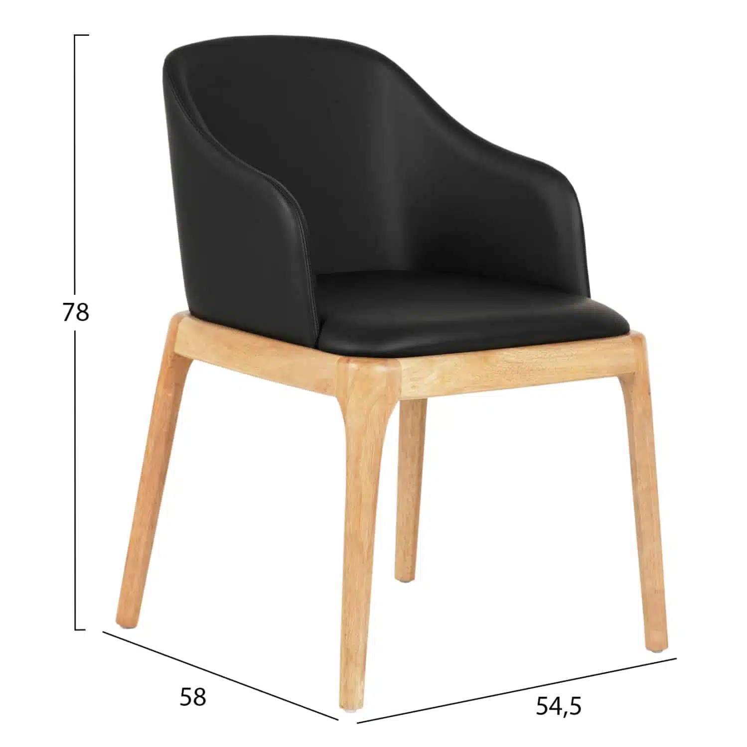 ΠΟΛΥΘΡΟΝΑ ΤΡΑΠΕΖΑΡΙΑΣ FURLAN HM9949.01 RUBBERWOOD ΣΕ ΟΑΚ-ΜΑΥΡΟ PU 54,5x58x78Υεκ. - Image 2