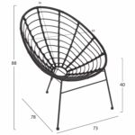 ΠΟΛΥΘΡΟΝΑ ΤΥΠΟΥ ΦΩΛΙΑ ΜΕΤΑΛΛΙΚΗ ALLEGRA HM5458.12 ΜΕ WICKER-ΜΑΥΡΟ 73x78x88Υεκ. - Image 2