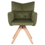 ΠΟΛΥΘΡΟΝΑ ΤΡΑΠΕΖΑΡΙΑΣ QUILL HM9843.05 ΠΡΑΣΙΝΟ ΥΦΑΣΜΑ-ΞΥΛΟ ΟΞΙΑΣ ΠΟΔΙΑ 61x57,5x91Υεκ. - Image 3