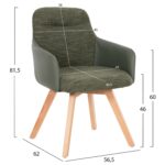 ΠΟΛΥΘΡΟΝΑ ΤΡΑΠΕΖΑΡΙΑΣ DEW HM9848.05 ΥΦΑΣΜΑ & PU ΣΕ ΠΡΑΣΙΝΟ-ΞΥΛΟ ΟΞΙΑΣ ΠΟΔΙΑ 56,5x62x81,5Υεκ. - Image 2
