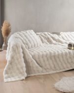 Κουβέρτα Γούνινη Καναπέ 130x180εκ. Rabbit Μπέζ Rythmos