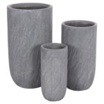 ΣΕΤ 3ΤΜΧ ΓΛΑΣΤΡΕΣ ΚΥΛΙΝΔΡΟΙ ΣΕΙΡΑ GARDENER HM4720 FIBERCLAY-ΧΡΩΜΑ CEMENT Φ44x79Υεκ - Image 2