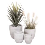 ΣΕΤ 4ΤΜΧ ΓΛΑΣΤΡΕΣ ΣΤΡΟΓΓΥΛΕΣ ΣΕΙΡΑ GARDENER HM4719 FIBERCLAY-ΧΡΩΜΑ CEMENT Φ44x43Υεκ