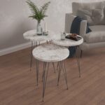 ΣΕΤ ΒΟΗΘ.ΤΡΑΠΕΖΑΚΙΑ NISSA HM18173.01 ΜΕΛΑΜΙΝΗ ΛΕΥΚΟ ΜΑΡΜΑΡΟ-ΜΑΥΡΑ ΜΕΤΑΛ.ΠΟΔΙΑ - Image 2