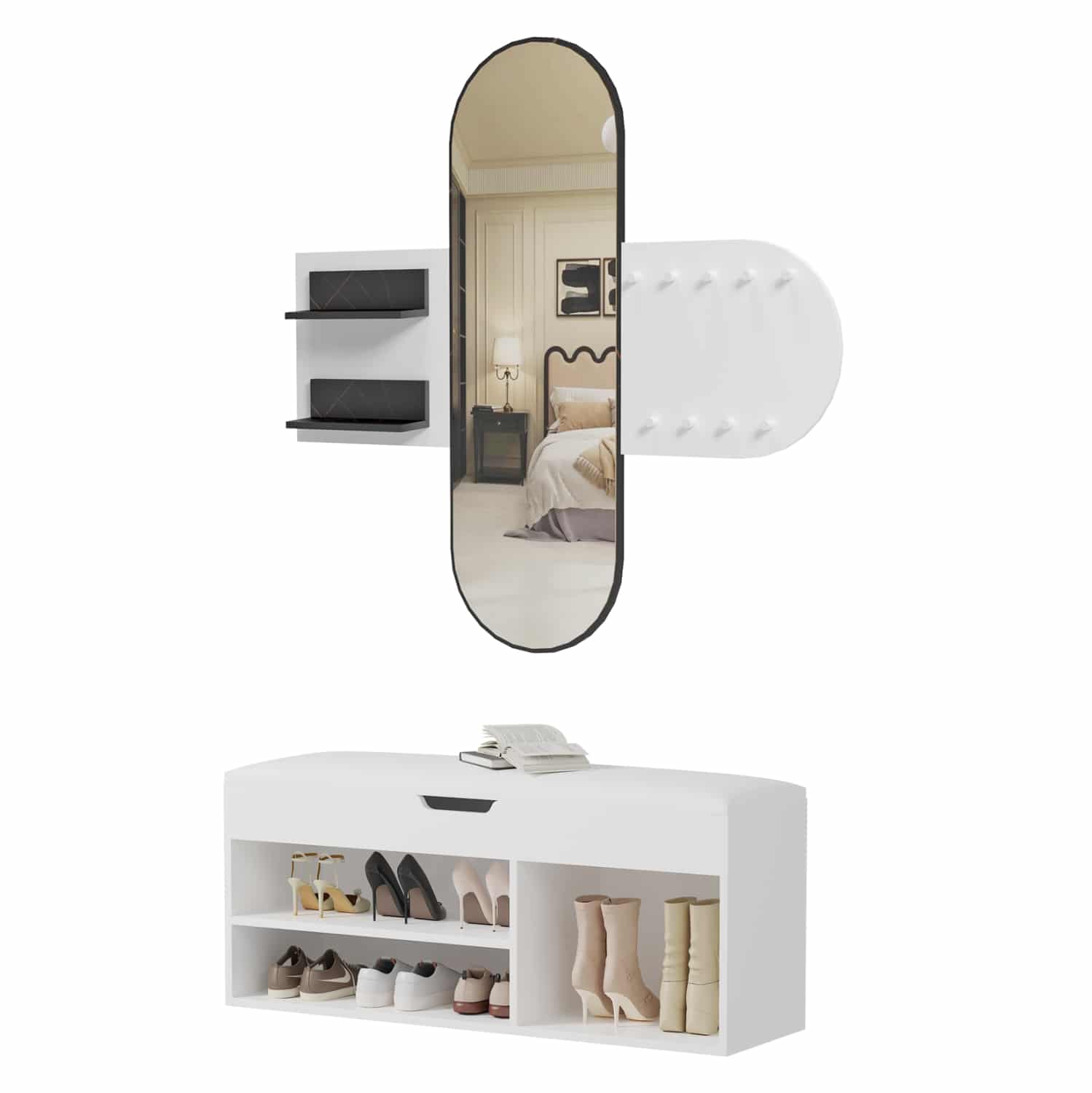 set-eisodoy-2tmx-fb92127601-melamini-se- ΣΕΤ ΕΙΣΟΔΟΥ 2ΤΜΧ CHERYL HM21276.01 ΜΕΛΑΜΙΝΗ ΣΕ ΛΕΥΚΟ--ΟΨΗ ΜΑΥΡΟ ΜΑΡΜΑΡΟ - Image 1