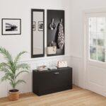 ΣΕΤ ΕΙΣΟΔΟΥ ΜΕ ΚΑΘΡΕΠΤΗ VERN HM2476.02 ΜΕΛΑΜΙΝΗ ΣΕ WENGE 80x27x175Υεκ - Image 3
